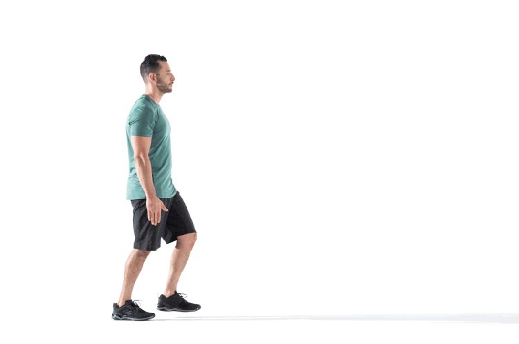 GIF: Man demonstrates Walking Lunges exercise