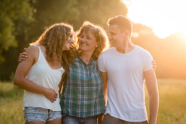 Mother-walking-with-children